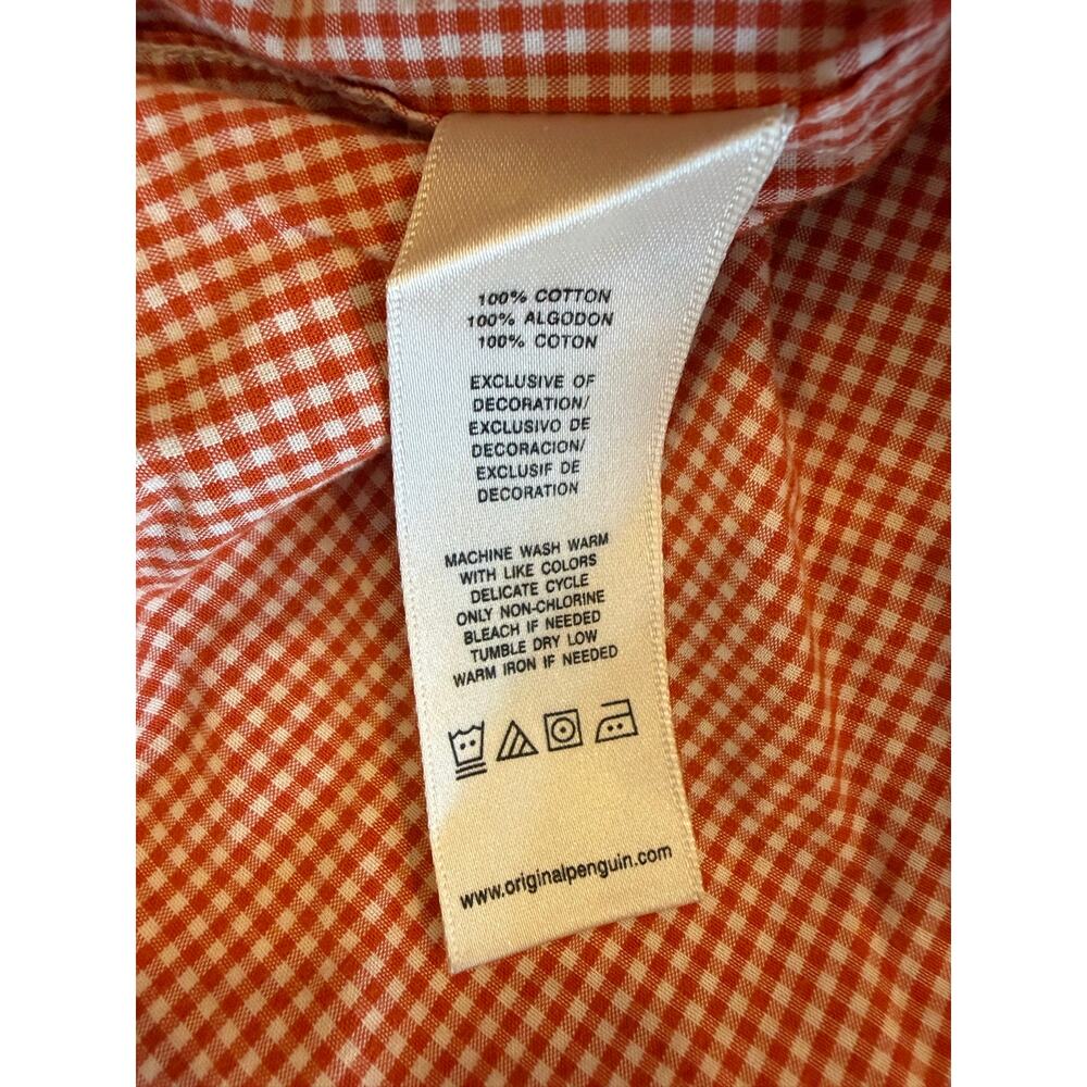 PENGUIN by Munsingwear Orange S/S Heritage Slim Fit Button Down Shirt Top M - Picture 4 of 6